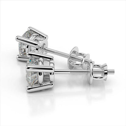 Round Cut 3 Carats Natural Real ( Not Lab Grown ) Diamond Studs Earring White Gold