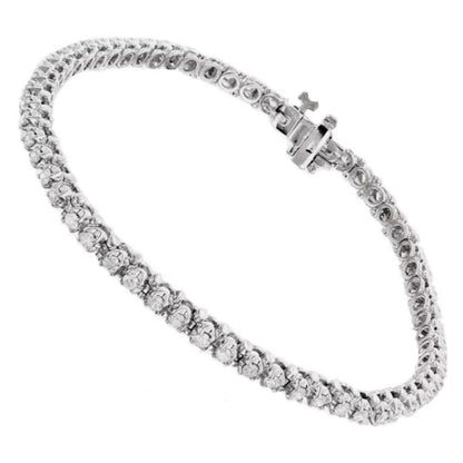 Round Cut 3 Carats Sparkling Natural Earth Mined Diamonds Tennis Bracelet Gold White