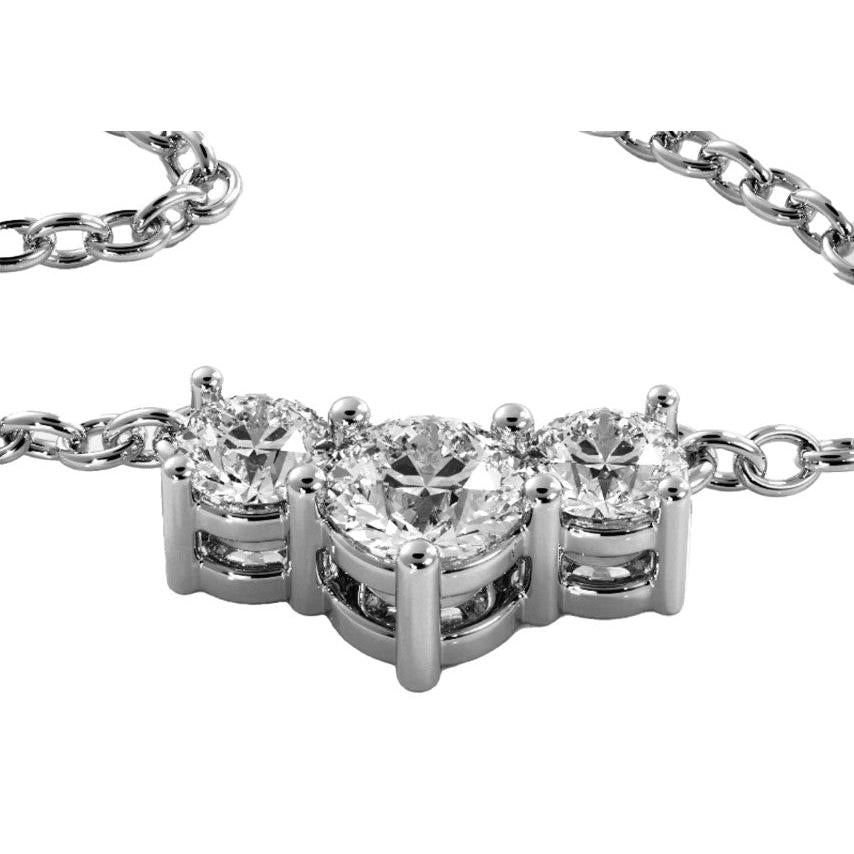 Round Cut 4 Carats Natural Diamonds Three Stone Horizontal Pendant Necklace
