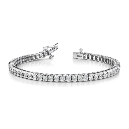Round Cut 5 Carats Lab Grown Diamonds Bezel Tennis Bracelet White Gold 10K