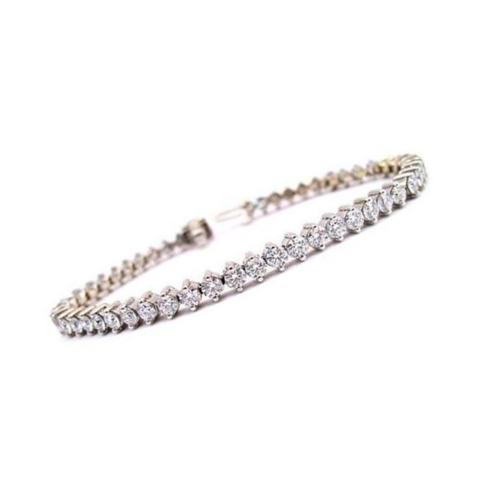 Round Cut 5 Carats Lab Grown Diamonds Tennis Bracelet WG 10K