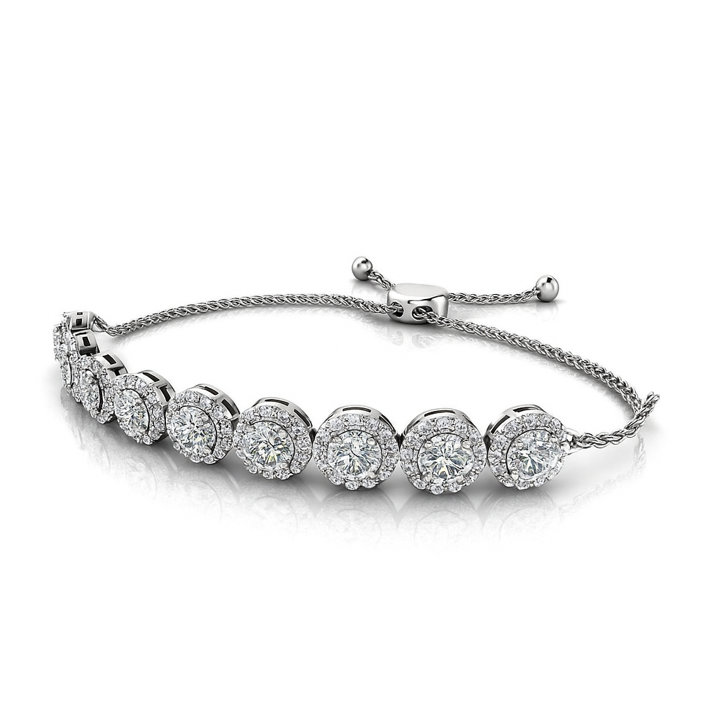 Round Cut Fine Lab Grown Diamond Women Bracelet White Gold 10.25 Ct