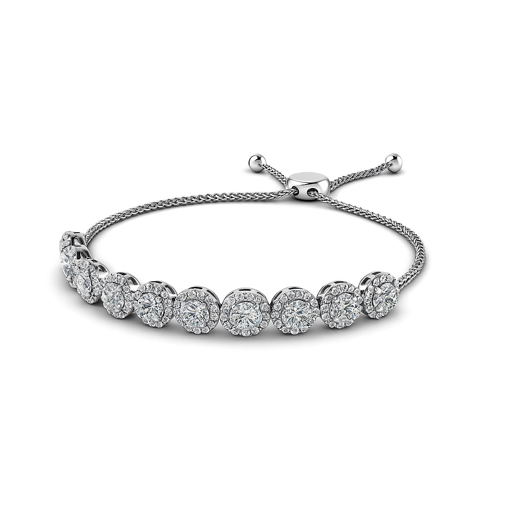 Round Cut Fine Lab Grown Diamond Women Bracelet White Gold 10.25 Ct