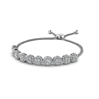 Round Cut Fine Lab Grown Diamond Women Bracelet White Gold 10.25 Ct