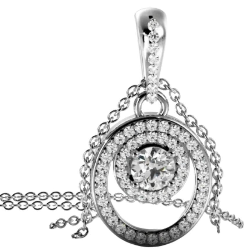 Round Cut GIA CERTIFIED Lab Grown Diamond Circle & Oval Shaped Pendant Necklace 7.50 Ct WG 14K
