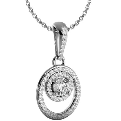 Round Cut GIA CERTIFIED Lab Grown Diamond Circle & Oval Shaped Pendant Necklace 7.50 Ct WG 14K