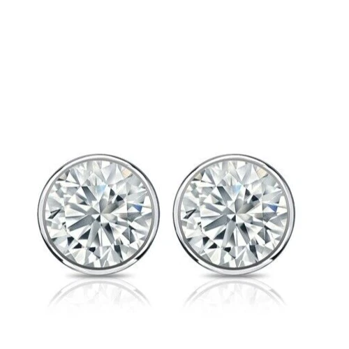 Round Cut GIA CERTIFIED Lab Grown Diamonds Women Studs Earrings 3.50 Ct Gold White 14K
