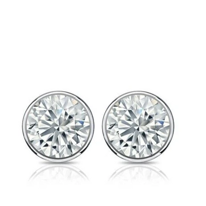 Round Cut GIA CERTIFIED Lab Grown Diamonds Women Studs Earrings 3.50 Ct Gold White 14K