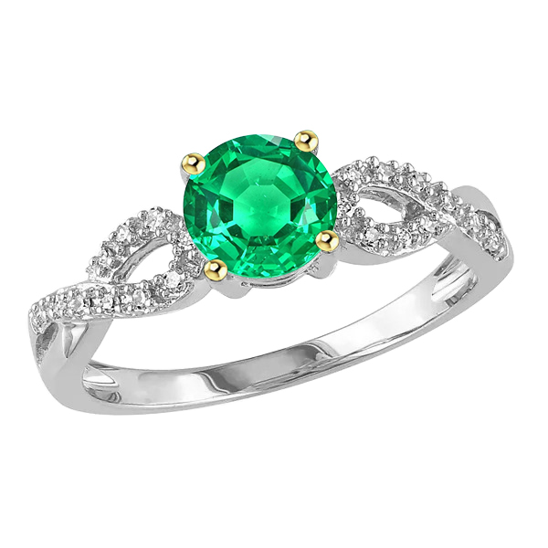 natural round emerald 1ct ring front view