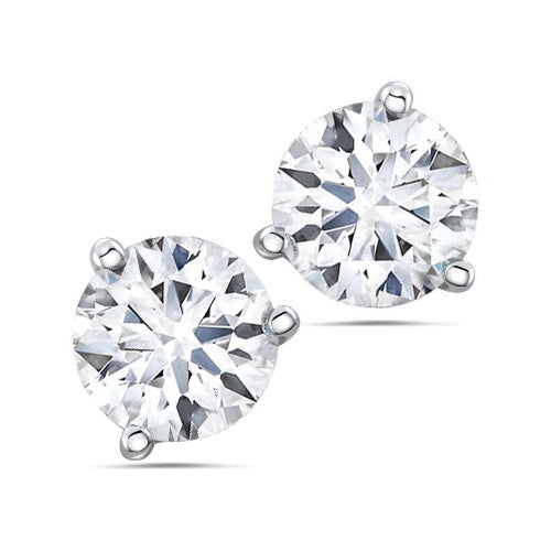 Round Cut Lab Grown Diamond Stud Earring Pair 2 Ct White Gold 14K Jewelry New