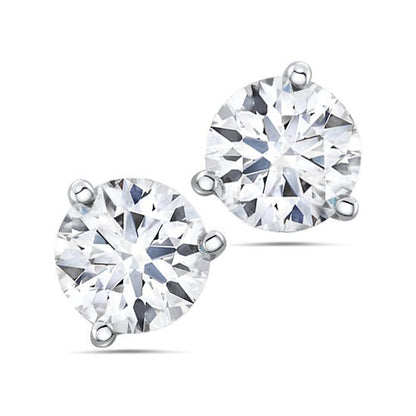 Round Cut Lab Grown Diamond Stud Earring Pair 2 Ct White Gold 14K Jewelry New