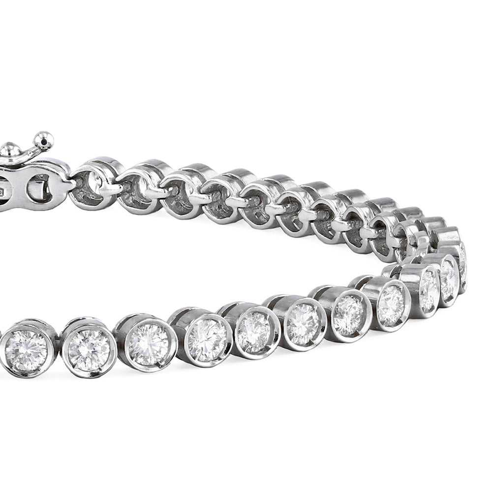 Round Cut Lab Grown Diamond Tennis Bracelet Bezel Set 4.80 Carat White Gold