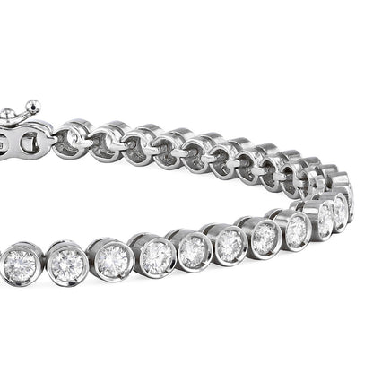 Round Cut Lab Grown Diamond Tennis Bracelet Bezel Set 4.80 Carat White Gold