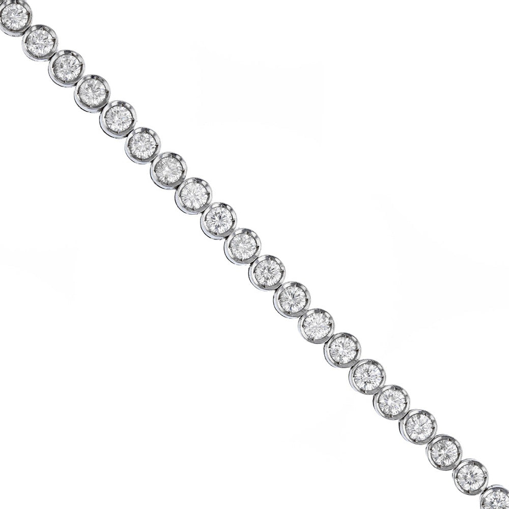 Round Cut Lab Grown Diamond Tennis Bracelet Bezel Set 4.80 Carat White Gold 14K