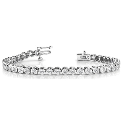 Round Cut Lab Grown Diamond Tennis Bracelet Bezel Set 4.80 Carat White Gold