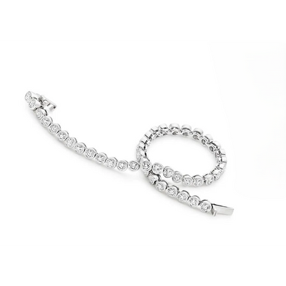 Round Cut Lab Grown Diamond Tennis Bracelet White Gold 9 Carats