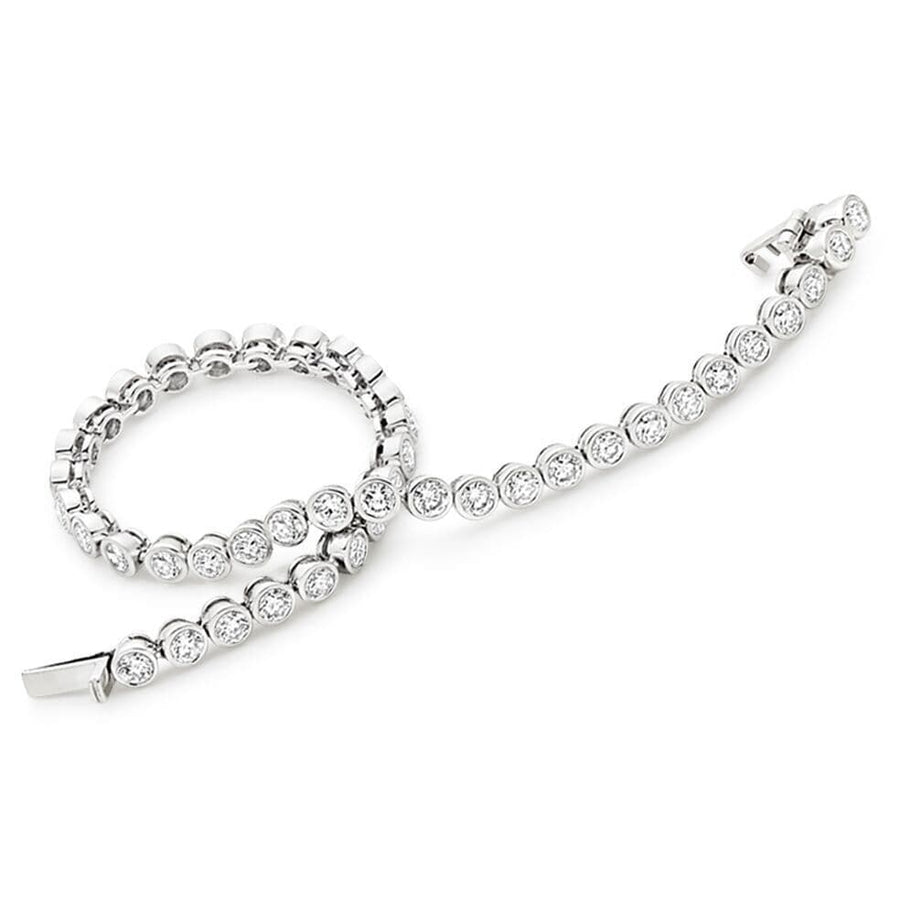 Round Cut Lab Grown Diamond Tennis Bracelet White Gold 9 Carats