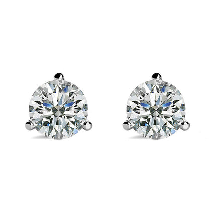 Round Cut Lab Grown Diamond Women Studs Earring 3 Carats White Gold 14K