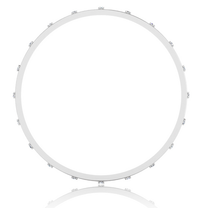 Round Cut Natural Earth Mined Diamonds 3 Carats Lady Bangle White Gold 14K