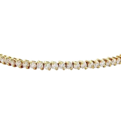 Round Cut Prong Set 4.80 Carats Natural Earth Mined Diamonds Tennis Bracelet YG 14K
