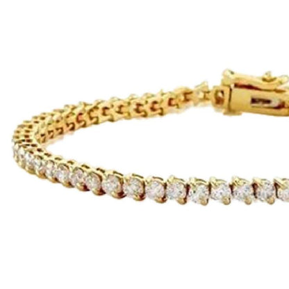 Round Cut Prong Set 4.80 Carats Natural Earth Mined Diamonds Tennis Bracelet YG 14K