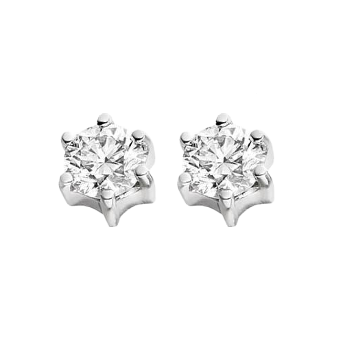 Round Cut Six Prong Set 2.00 Carats GIA Certified Lab Grown Diamonds Studs Earrings WG 14K