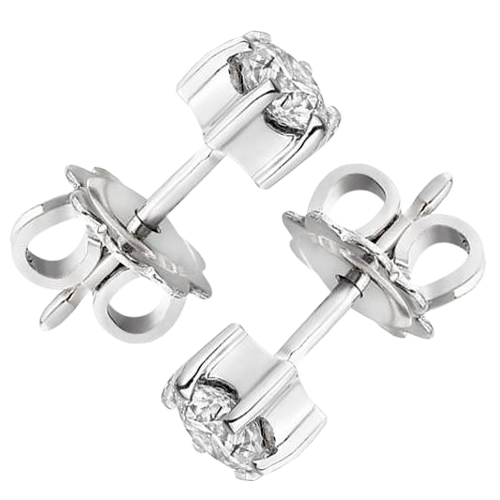 Round Cut Six Prong Set 2.00 Carats GIA Certified Lab Grown Diamonds Studs Earrings WG 14K