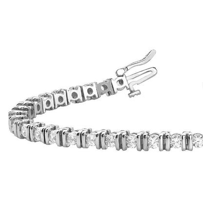 Round Cut Sparkling 4 Carats Real Natural Earth Mined Diamonds Tennis Bracelet White Gold 14K