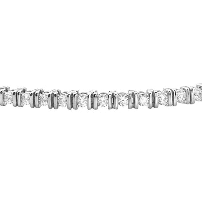 Round Cut Sparkling 4 Carats Real Natural Earth Mined Diamonds Tennis Bracelet White Gold 14K