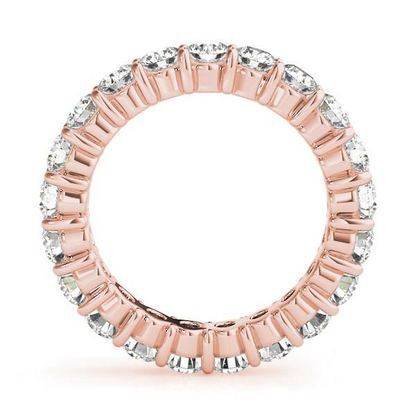 Round Diamond 3.15 Cts Rose Gold Sparkling Eternity Band Lab Grown 14K Jewelry