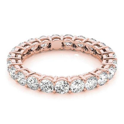 Round Diamond 4.5 Ct Rose Gold Wedding Eternity Band Lab Grown 14K Jewelry