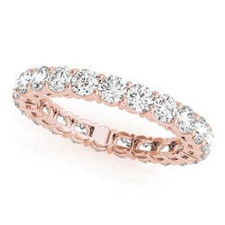 Round Diamond 4.5 Ct Rose Gold Wedding Eternity Band Lab Grown 14K Jewelry