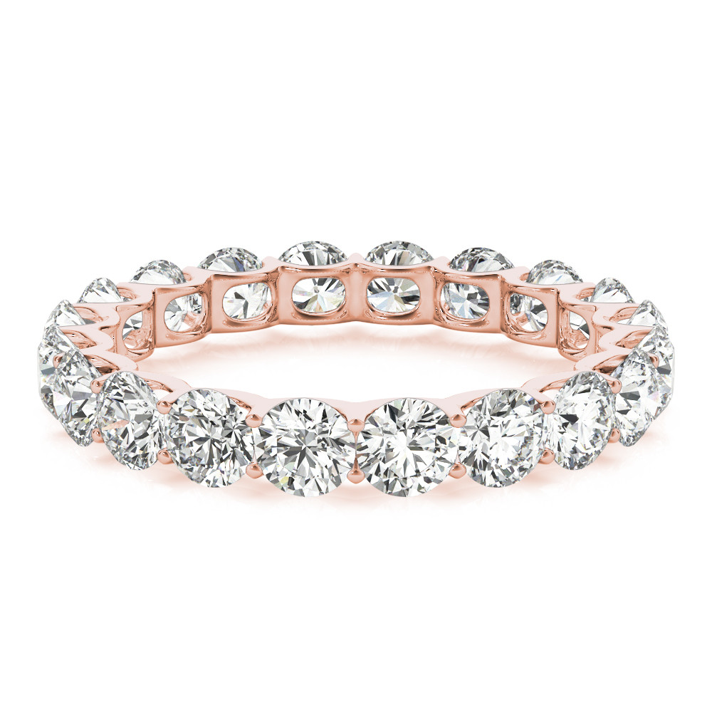 Round Diamonds 3 Carat Eternity Band U Prong Lab Grown Gold 14K New