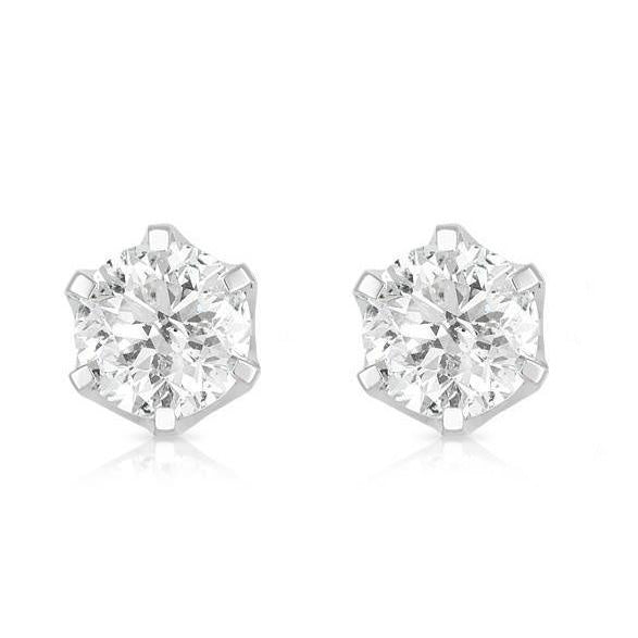 Round GIA CERTIFIED Lab Grown Diamond Stud Earrings 2.50 Carats Solid White Gold 14K