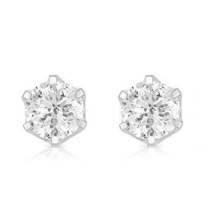 Round GIA CERTIFIED Lab Grown Diamond Stud Earrings 2.50 Carats Solid White Gold 14K