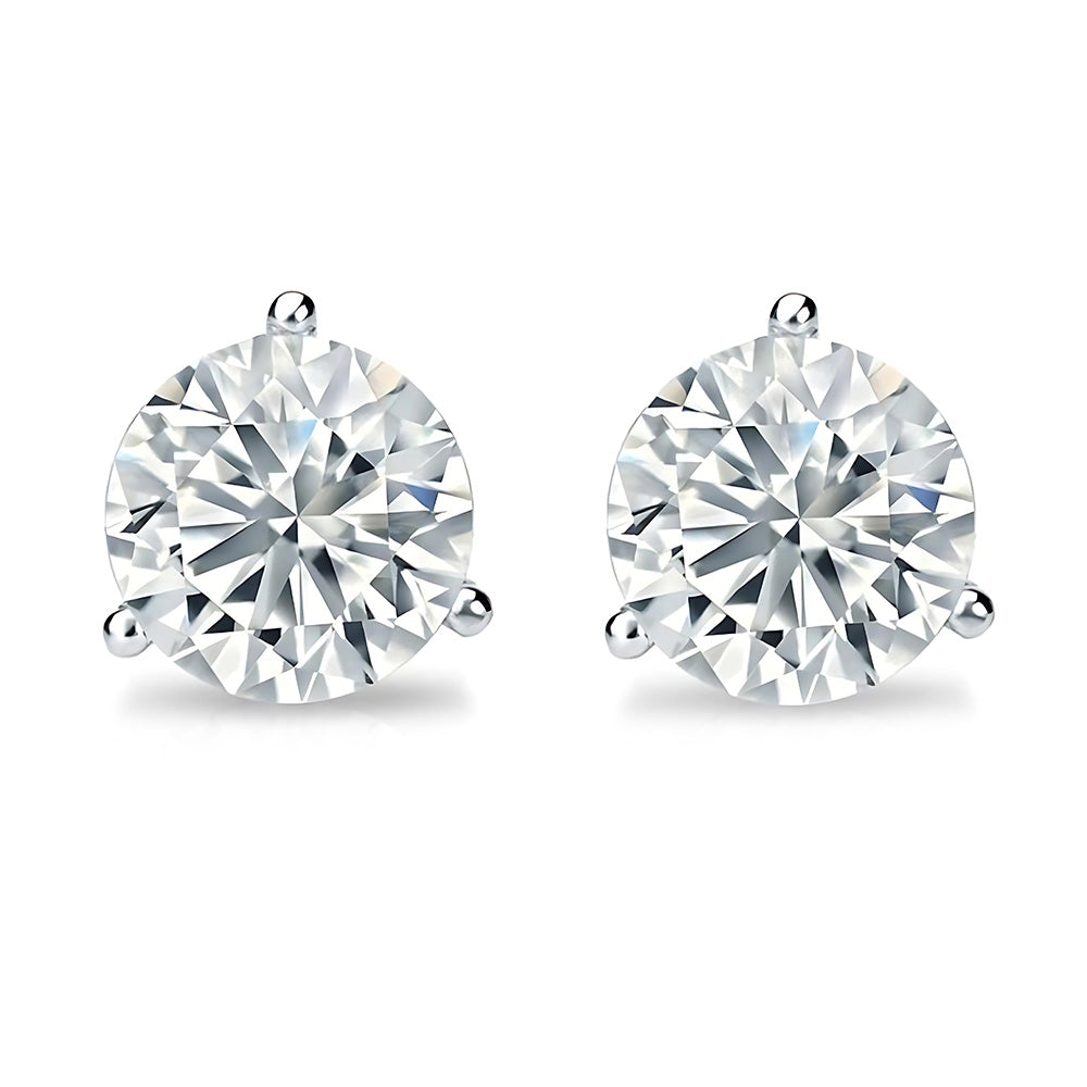 Round GIA Certified Lab Grown Diamond Stud Women Earring 2 Carats White Gold 14K