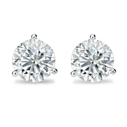 Round GIA Certified Lab Grown Diamond Stud Women Earring 2 Carats White Gold 14K