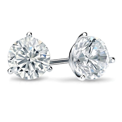Round GIA Certified Lab Grown Diamond Stud Women Earring 2 Carats White Gold 14K