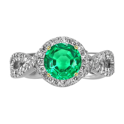 Round Green Emerald Ring Diamond Infinity Band