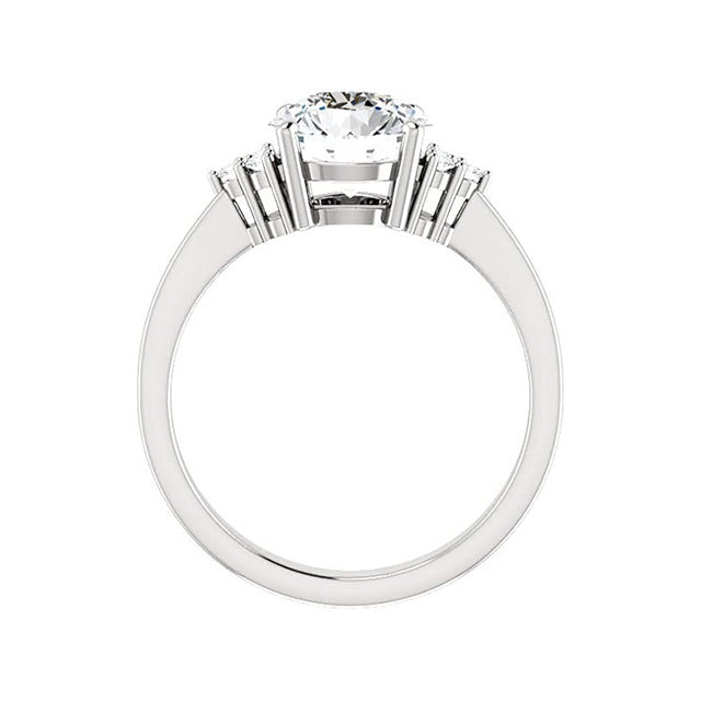 Round Huge Lab Grown Diamond Old Mine Cut Prong Set Ring 8 Carats