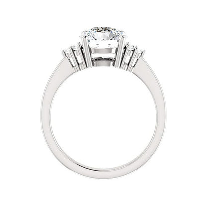 Round Huge Lab Grown Diamond Old Mine Cut Prong Set Ring 8 Carats