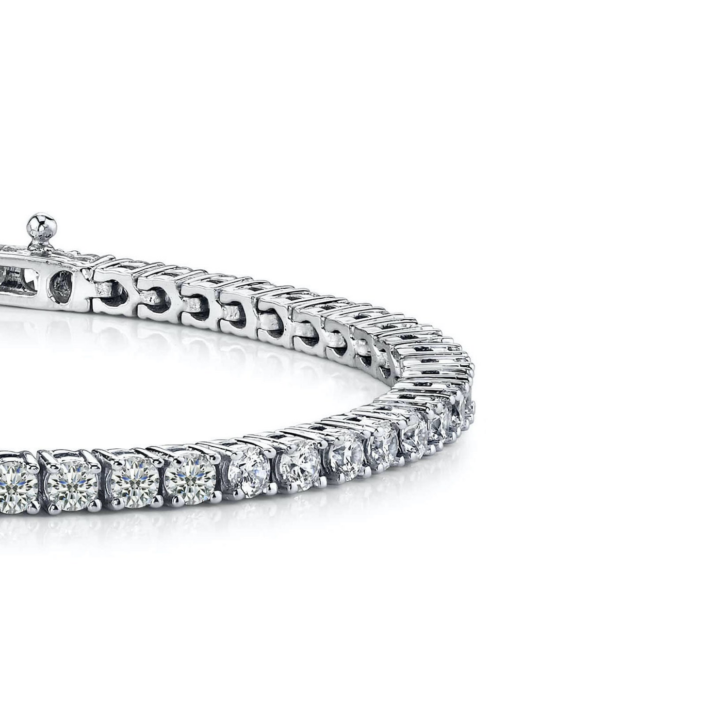 Round Lab Grown Diamond Lady Men Tennis Bracelet Solid Gold 14K 7.50 Carats