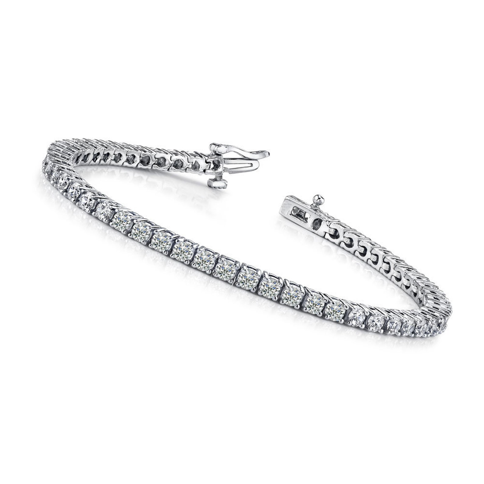 Round Lab Grown Diamond Lady Men Tennis Bracelet Solid Gold 14K 7.50 Carats