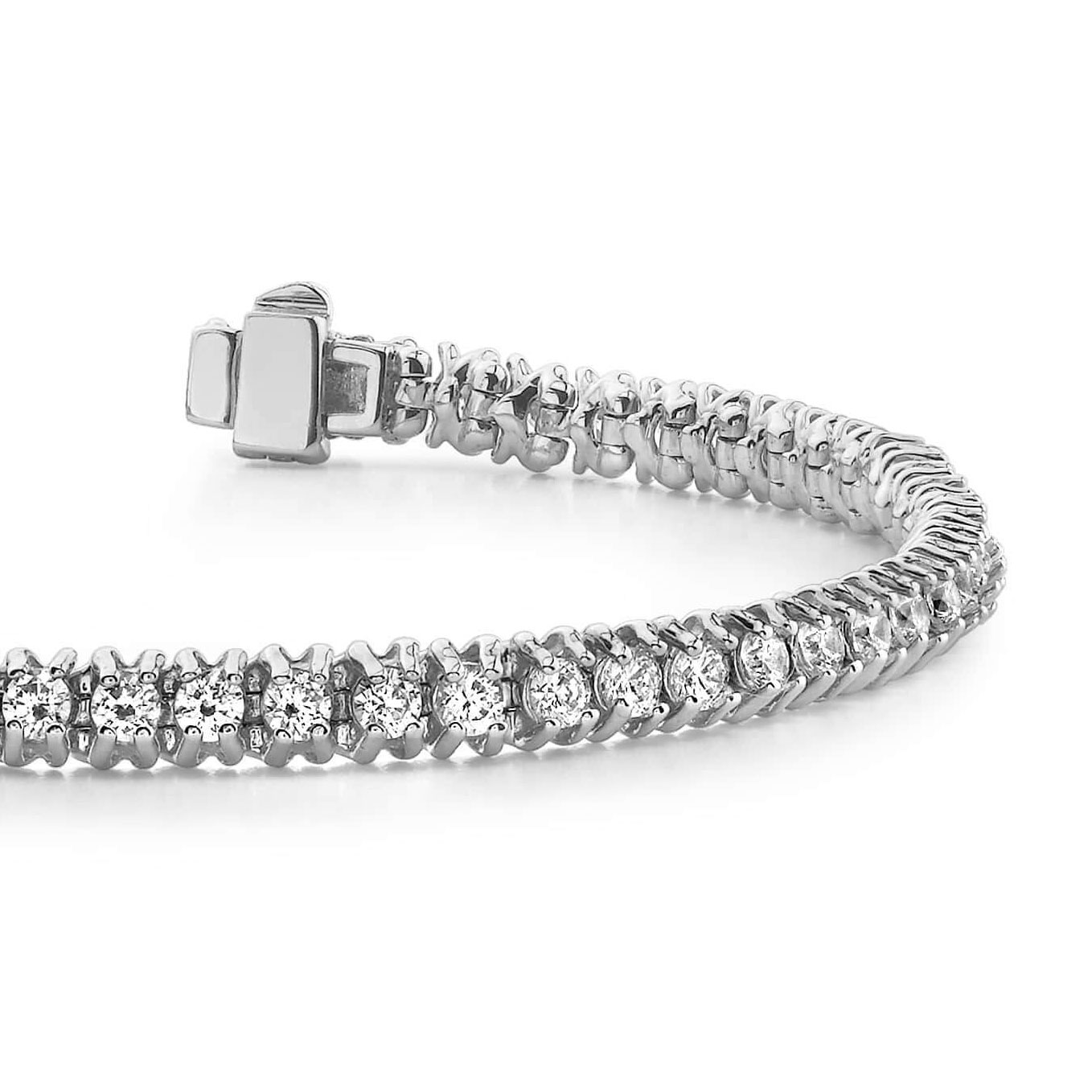 Round Lab Grown Diamond Prong Setting Tennis Bracelet Gold White 4.35 Carats