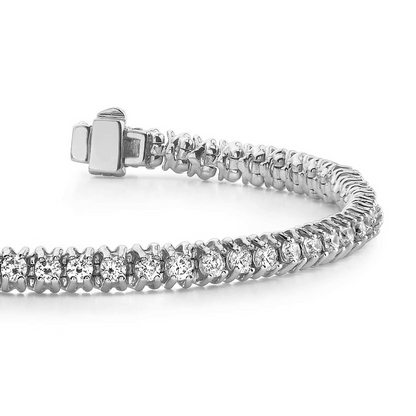 Round Lab Grown Diamond Prong Setting Tennis Bracelet Gold White 4.35 Carats