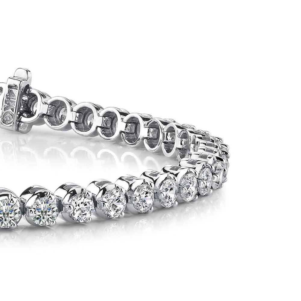 Round Lab Grown Diamond Round Tennis Bracelet Prong Set 10.10 Carat WG 10K
