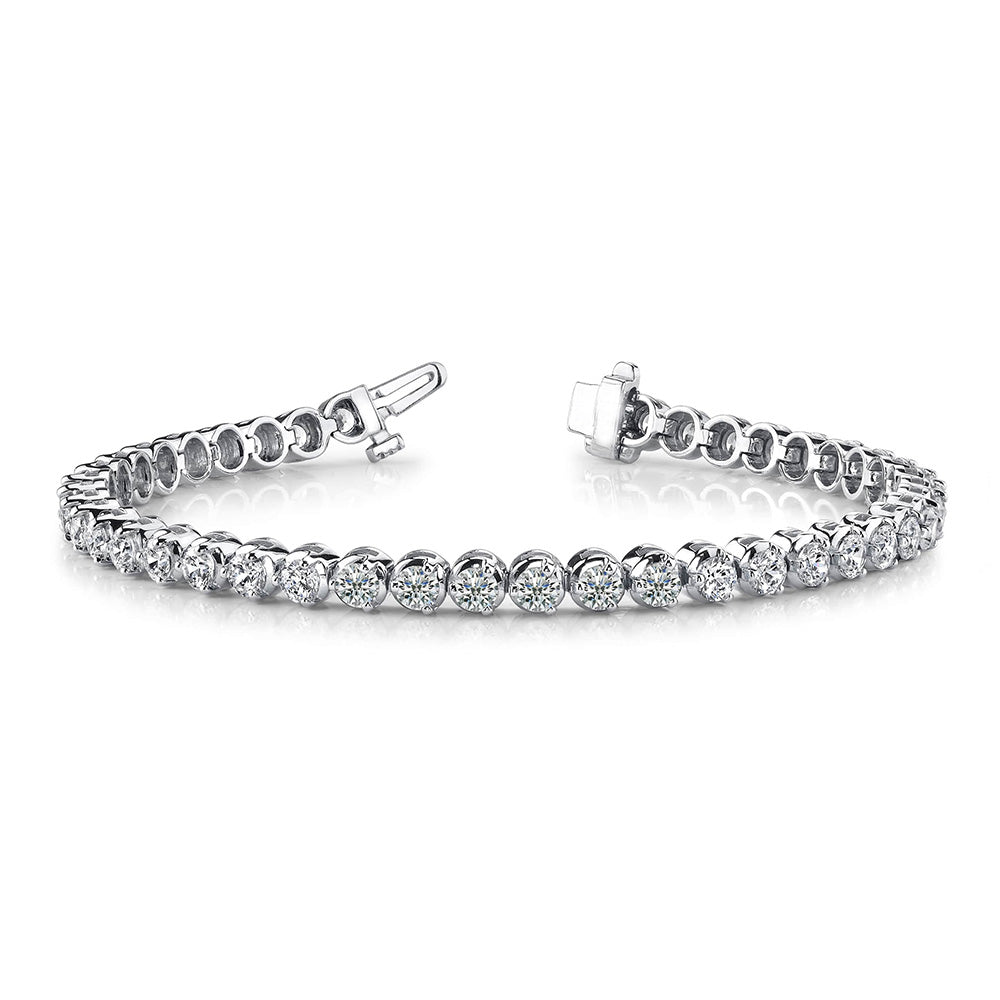 Round Lab Grown Diamond Round Tennis Bracelet Prong Set 10.10 Carat WG 10K