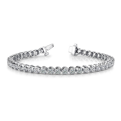Round Lab Grown Diamond Round Tennis Bracelet Prong Set 10.10 Carat WG 10K