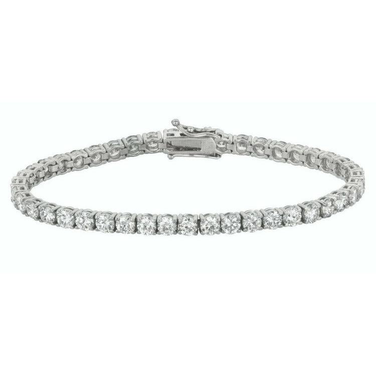 Round Lab Grown Diamond Tennis Bracelet 9 Carat Ladies White Gold Jewelry