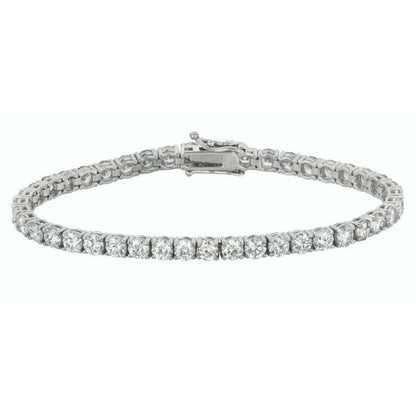 Round Lab Grown Diamond Tennis Bracelet 9 Carat Ladies White Gold Jewelry
